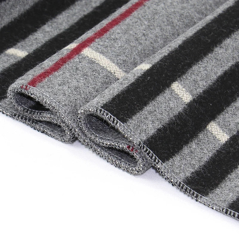 Classic Plaid Men Scarfs Winter Warm Cashmere Soft Scarf For Men Casual Business Neckerchief Black Gray Silk Scarves 30*180cm