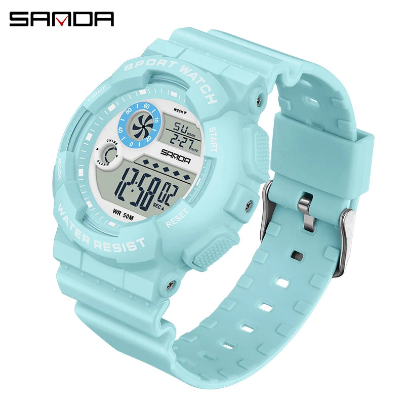 SANDA G Style Fashion Women Sport Watches Alarm Clock Waterproof Stopwatch LED Digital Women Electronics Chronograph Wrist Watch