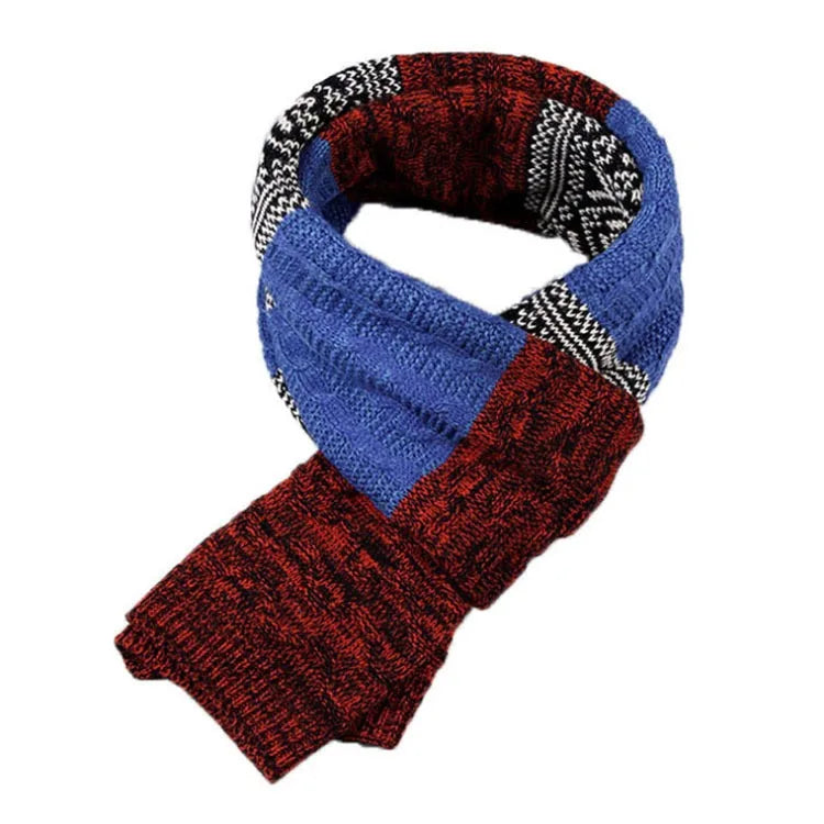 Winter Men's Scarf Checkered Scarf Casual Knit Keep Warm Neckerchief Patchwork Wool Cashmere Scarf AC086