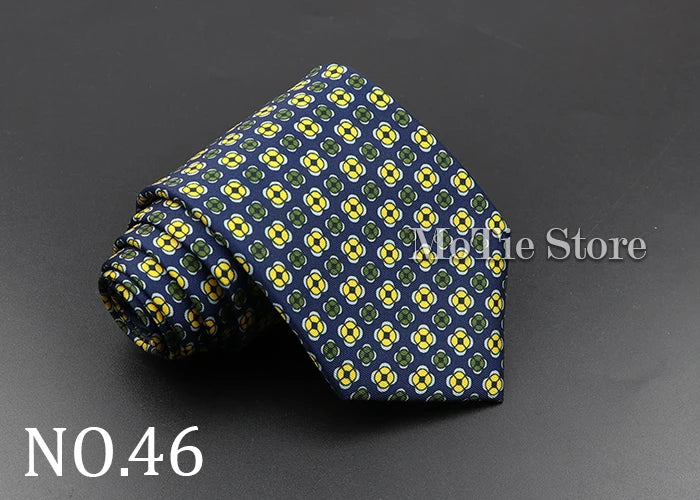 Men's Fashion Silk Tie 7.5cm Soft Novelty Necktie Blue Green Orange Color Ties For Men Dot Floral Bowtie Wedding Business Gift