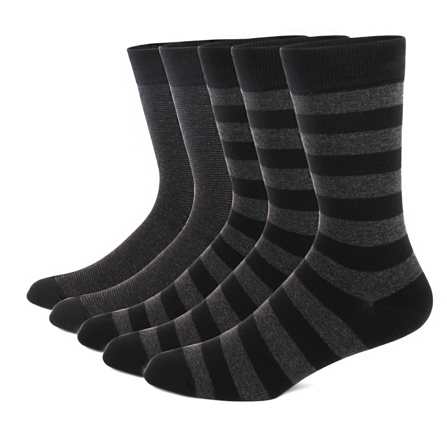 5 Pairs Mens Dress Socks Plus large Size，High Quality Combed Cotton Crew Socks，Black Cool Argyle Breathable Casual Socks for men