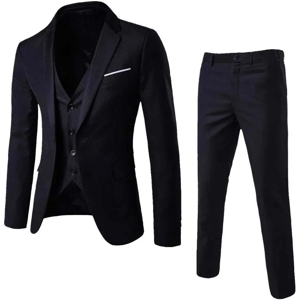 Men Suits For Wedding 3 Pieces Set Elegant Luxury Blazers Outfit Fashion Classic Full Jackets Vest Pants 2024 Formal Costume