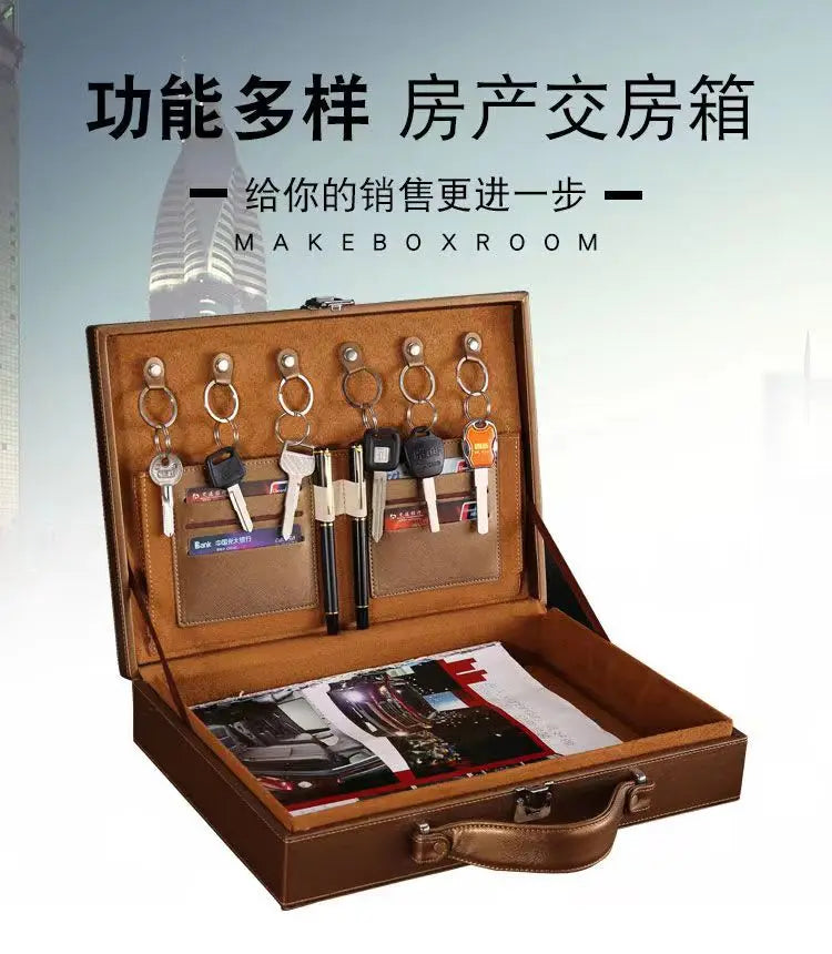 Men's Women's handbags Room Delivery Box Toolbox Information Storage Bag Suitcase Key Leather Business File Box