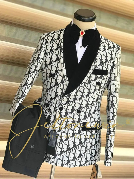 Men Business Blazers Jacket Trousers High End Wedding Party Groom Suit 2 Pieces Sets Coat Pants Dress Costume Homme