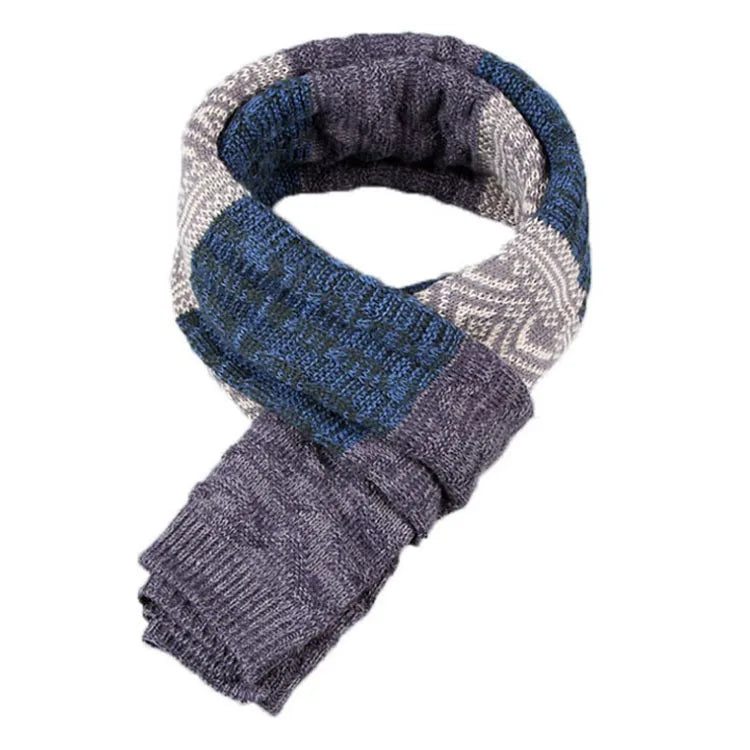 Winter Men's Scarf Checkered Scarf Casual Knit Keep Warm Neckerchief Patchwork Wool Cashmere Scarf AC086