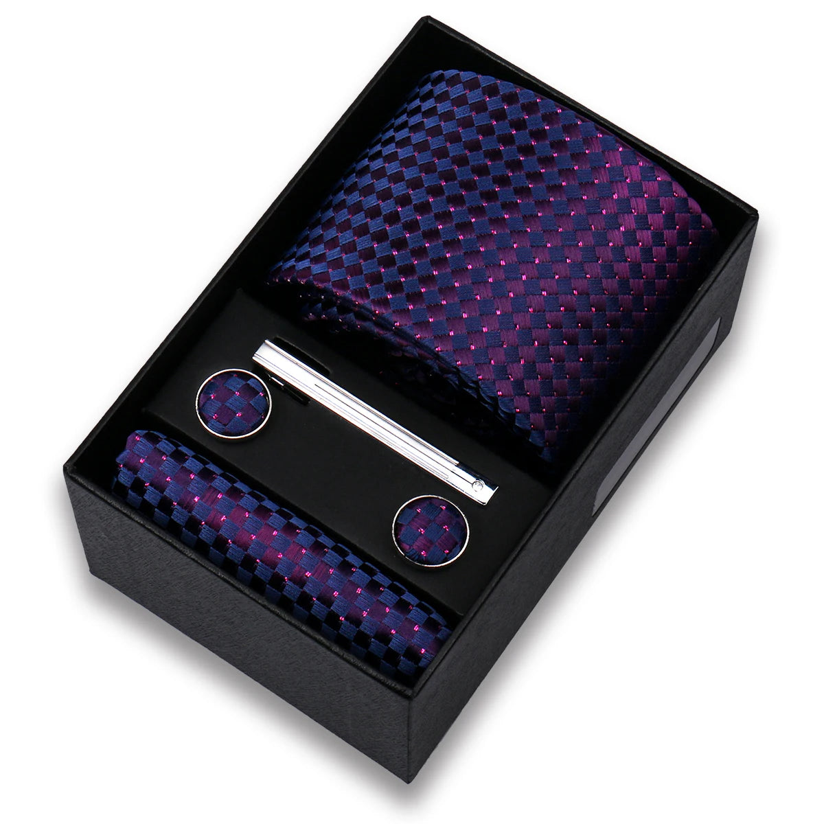 Tie Set For Men Silk Necktie Wedding Cufflinks Box Gift Tie Clip Men Pocket Square Necktie Luxury Business Gravatas