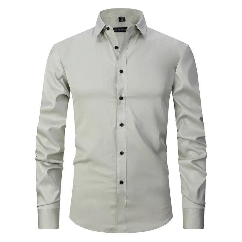 Spring Men's Social Shirt Slim Business Dress Shirts Male Long Sleeve Casual Formal Elegant Shirt Blouses Tops ManBrand Clothe