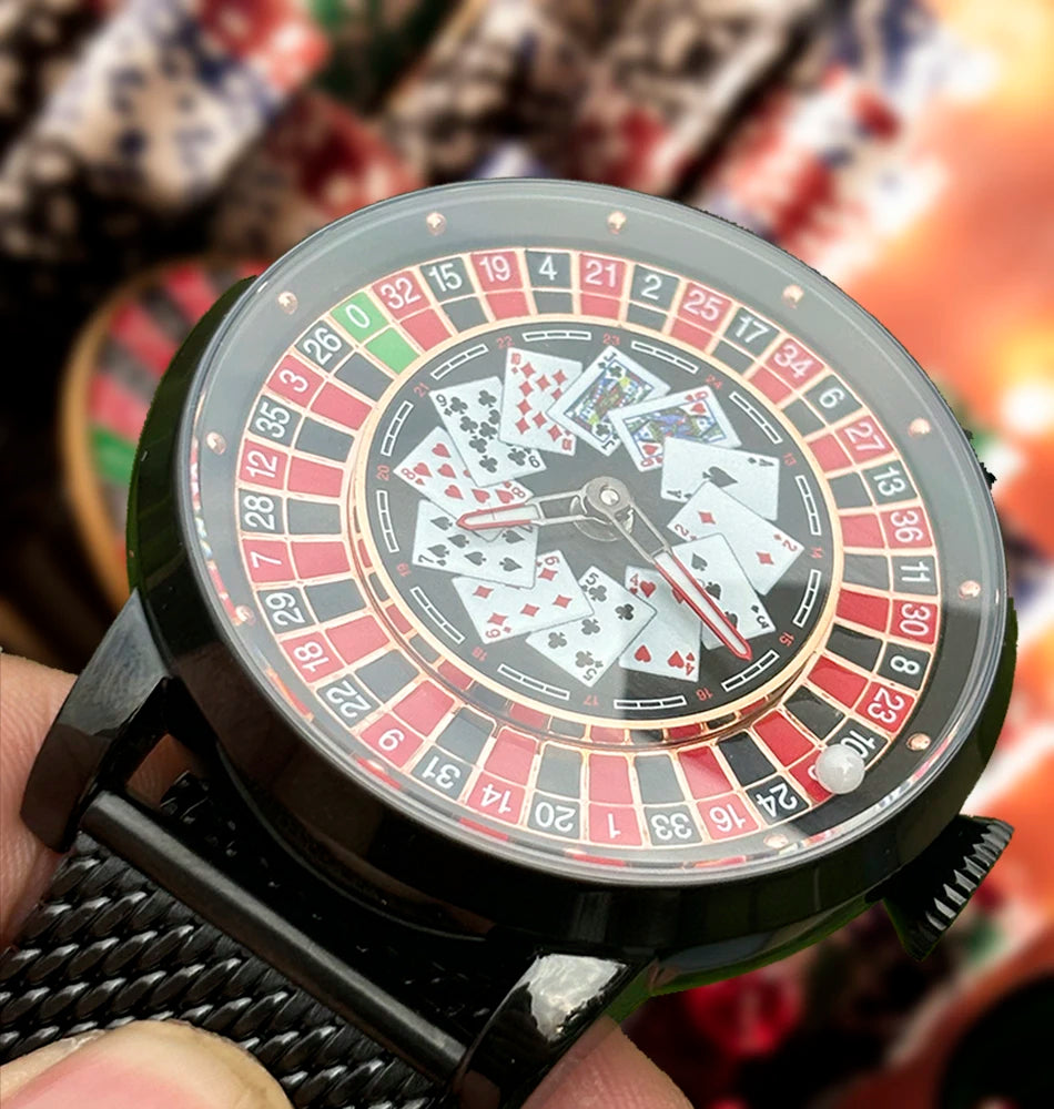 Richard New Mechanical Watch NH36 Sapphire Glass Rotating Dial Las Vegas Roulette Desktop Theme Automatic Watch Men Texas Holdem