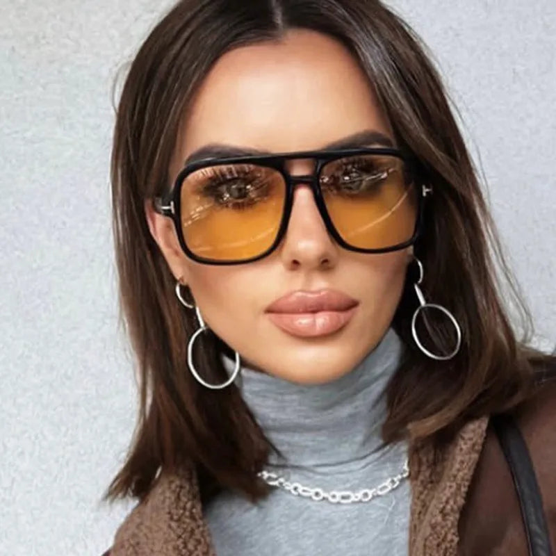 New Women Sunglasses Men High End Street Vintage Retro Modern Large Frame Pilot Sun Glasses Hip Hop Bouncy Sun Glasses UV400