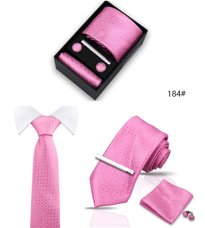 Tie Set For Men Silk Necktie Wedding Cufflinks Box Gift Tie Clip Men Pocket Square Necktie Luxury Business Gravatas