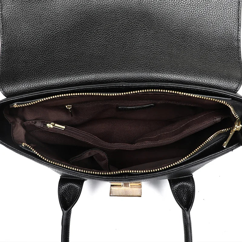 2024 New Genuine Leather Briefcase Women Handbags Large Capacity Ladies Fashion Cowhide Shoulder Messenger Bags Portable
