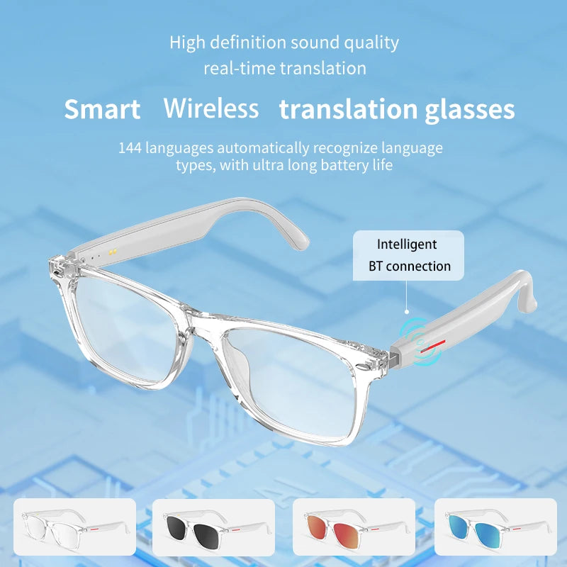 SENBONO Smart Glasses AI Translation Glasses 100+ Languages Real-time Translation Bluetooth Music Built-in Mic & Speakers