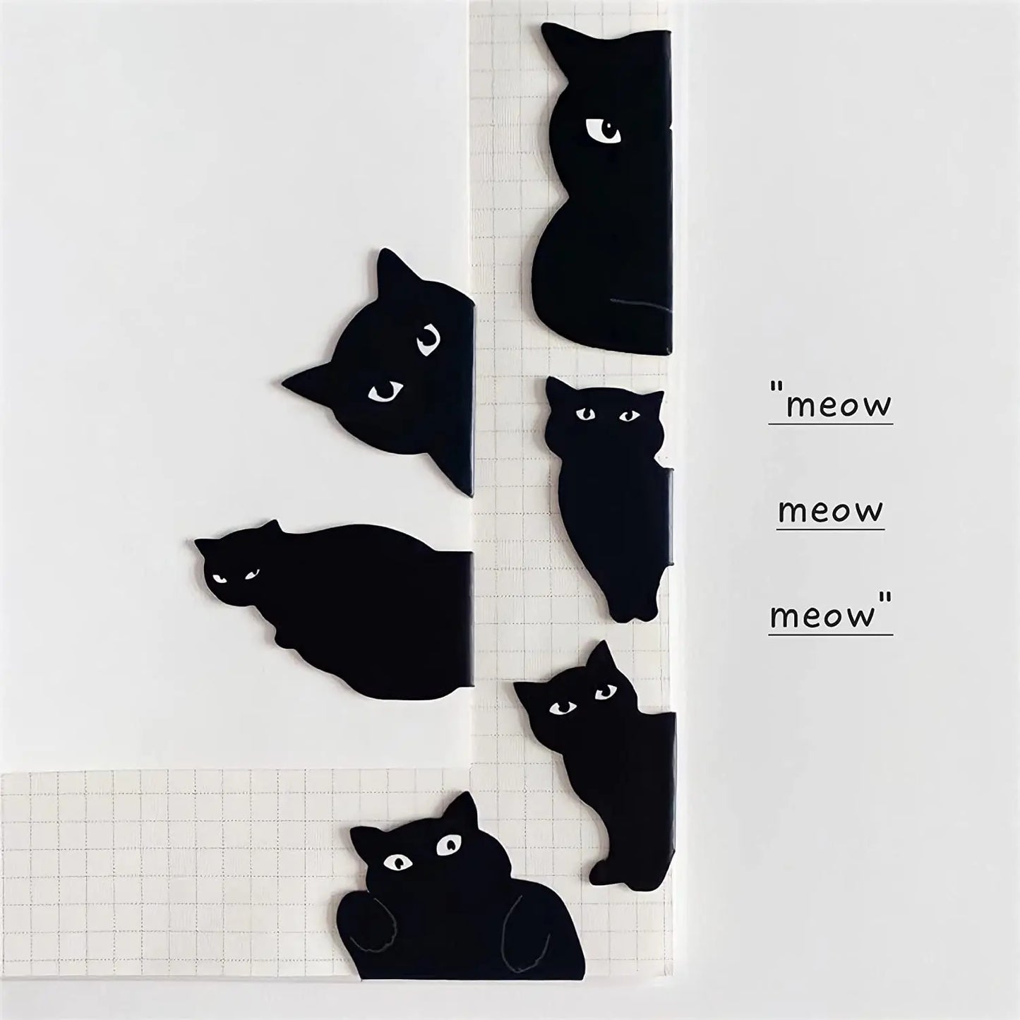 6pcs Black Cat Bookmark for Books Cute Cartoon Magnetic Page Clips Book Marker Unique Reading Gift A7405