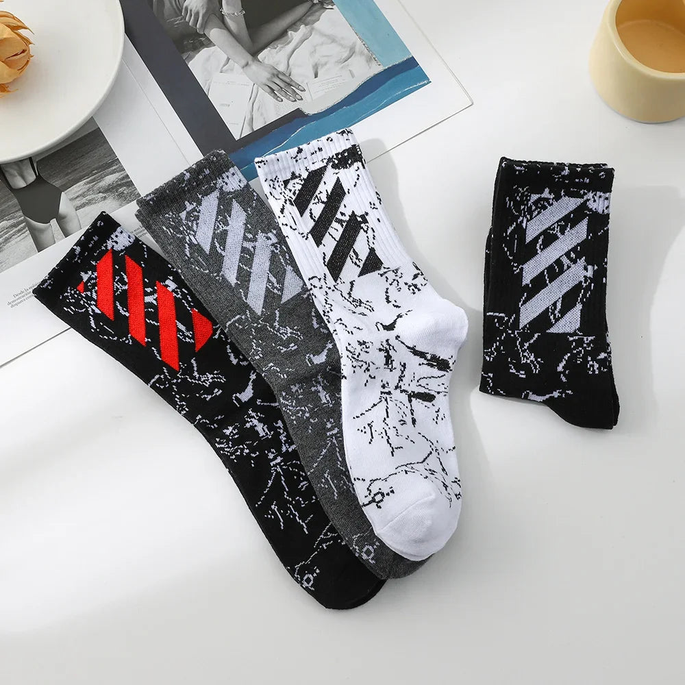 5 Pairs Men's High Rubber Band Waist Couple Mid Tube Sports Solid Socks Spring/Summer Basketball Socks Four Seasons street sock