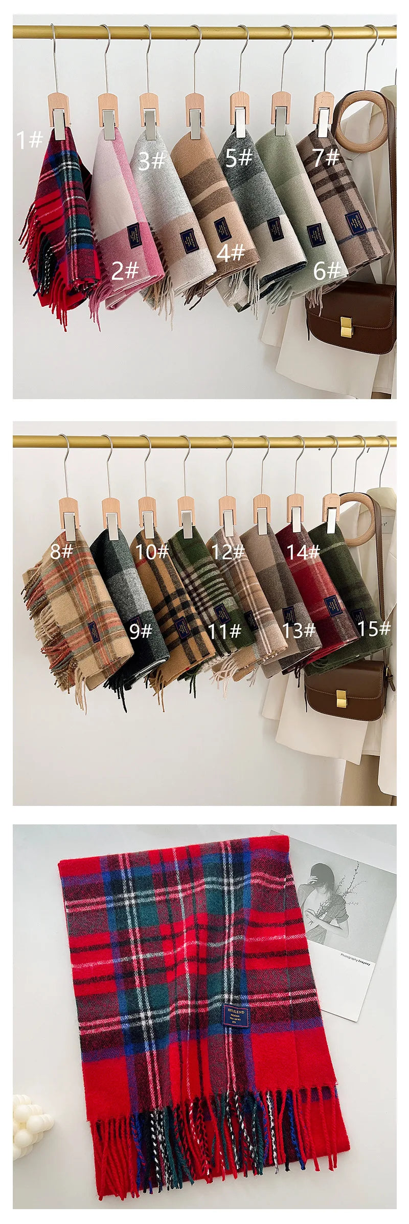 Chic Design Soft Warm Women Scarf Autumn Winter Classic British Imitation Cashmere Muffler Men Plaid Thermal Tassel Shawl Couple