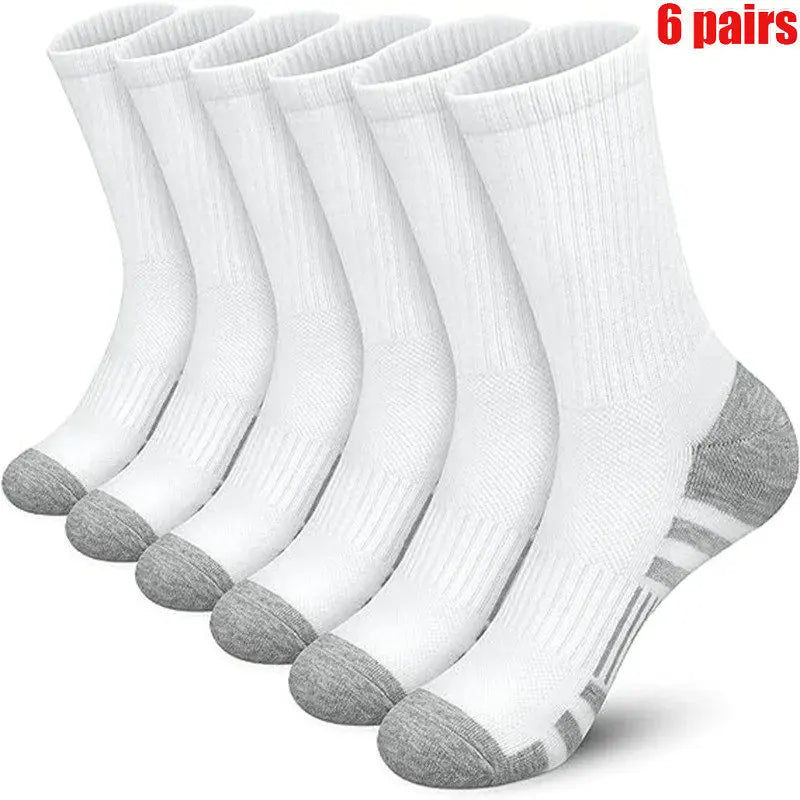 6 Pairs 2024 New Top Quality Men's Outdoor Socks High Long Tube Socks Breathable Soft Ground-Gripping White Black Football Socks