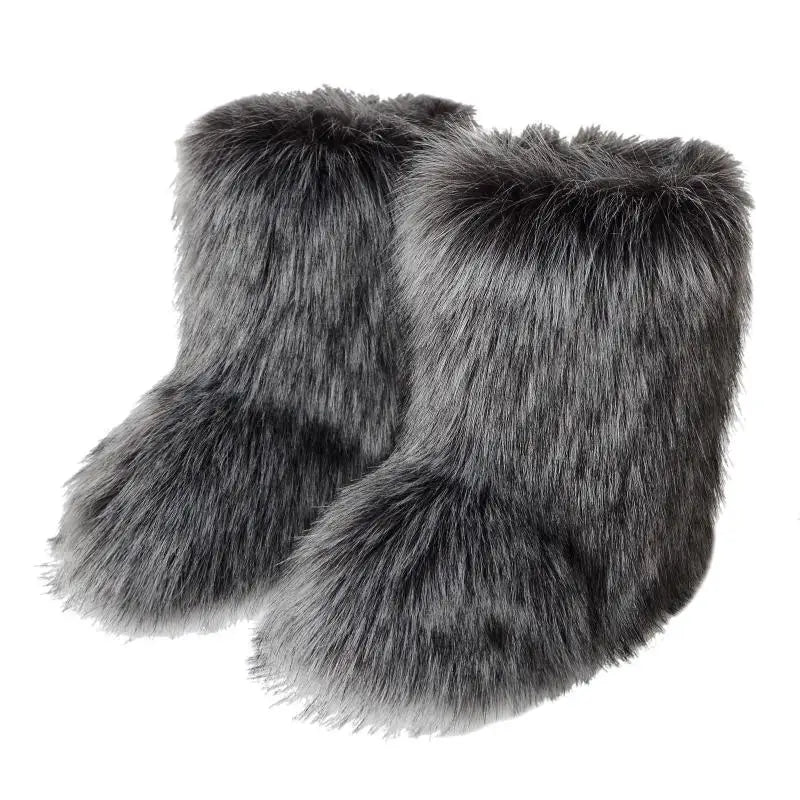 y2k Women's Winter Snow Boots Outdoor Luxury Furry Faux Fox Fur New Fashion Boots WomanPlush Warm Platform Shoes  Bottes