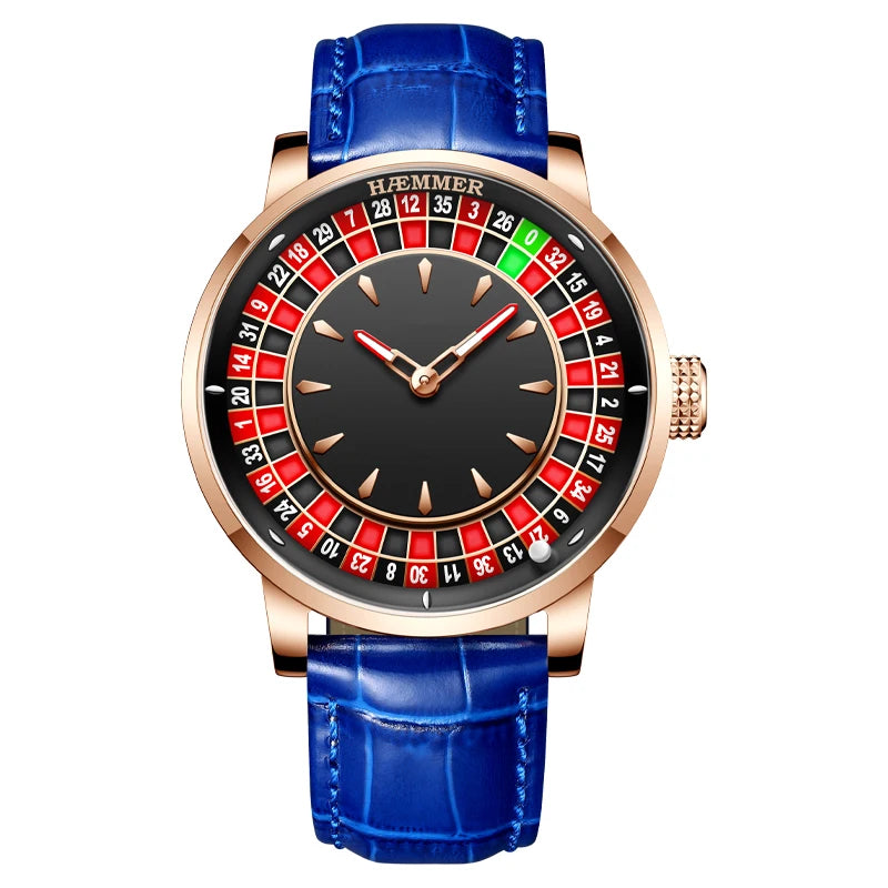 HAEMMER high-end design new mechanical watch NH35 rotating dial Las Vegas roulette desktop theme men's luminous waterproof watch