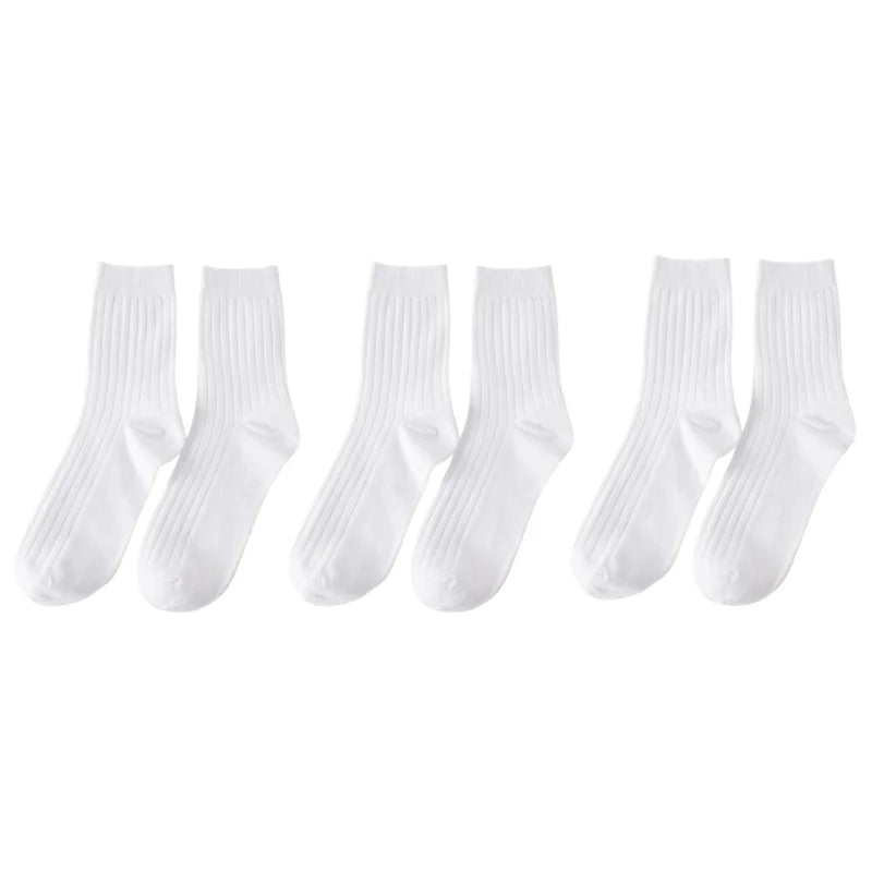 3pairs Men's Cotton Socks Casual Breathable Men's Solid Color Black High-Quality Socks Office Business Sok