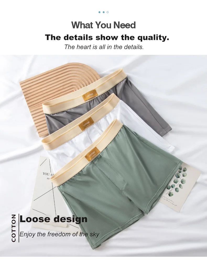 1pcs Male Arrow Pants Men Cotton Boxers Shorts Loose Mid-Waisted Men's Plus Size Underwear Homewear Comfortable