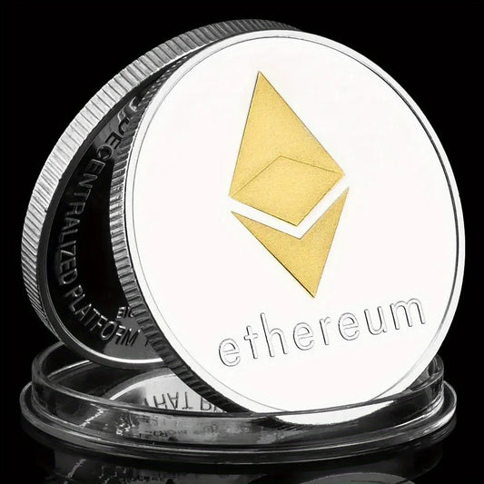 Ethereum Coin Souvenir Commemorative Silvery Plated Collectibles Coin Challenge Coin ETH Physical Cryptocurrency Crypto Coin