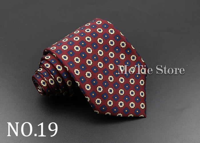 Men's Fashion Silk Tie 7.5cm Soft Novelty Necktie Blue Green Orange Color Ties For Men Dot Floral Bowtie Wedding Business Gift