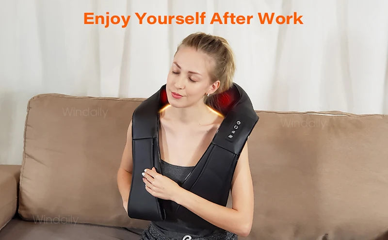 4D Shiatsu Neck and Shoulder Massager With Heat Electric Back Massagers Kneading Massage Pillow Full Body Muscle Home Car Use