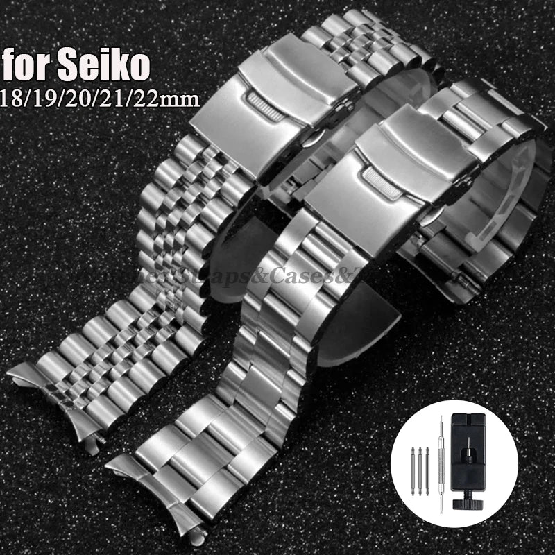 Luxury Solid Stainless Steel Band 18mm 19mm 20mm 21mm 22mm Straps for Seiko for Jubilee for Oyster Belt Men's Watch Accessories