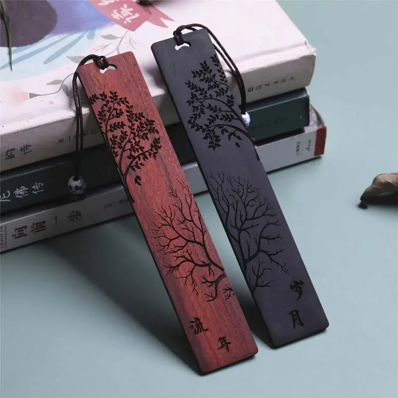 Chinese Style Wooden Bookmark Retro Carving Mahogany Book Mark Student Office Writing Supplies School Kid Stationery Accessories