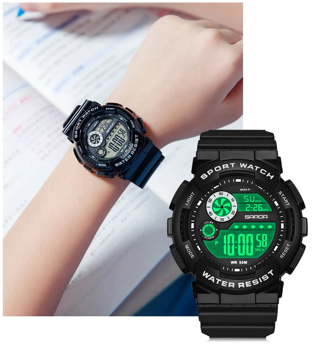 SANDA G Style Fashion Women Sport Watches Alarm Clock Waterproof Stopwatch LED Digital Women Electronics Chronograph Wrist Watch