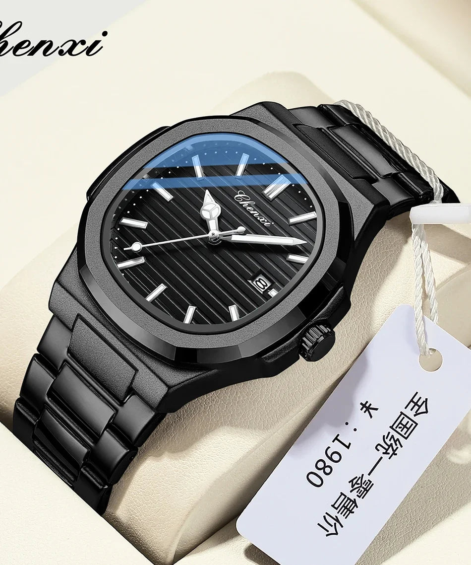 CHENXI 8222 Luxury Gold Stainless Steel Luminous Casual Business Watch For Men Fashion Quartz Wristwatches Waterproof