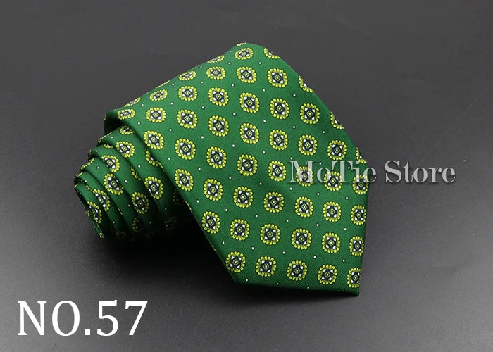 Men's Fashion Silk Tie 7.5cm Soft Novelty Necktie Blue Green Orange Color Ties For Men Dot Floral Bowtie Wedding Business Gift