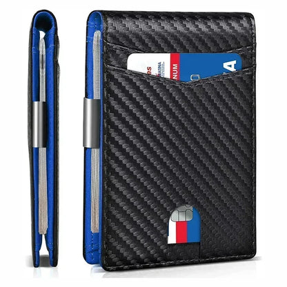 Rfid Carbon Fiber Men Wallets Money Bag Credit Card Holder Money Clip Wallet for Men Small Purse Male Billfold Black Vallet Slim
