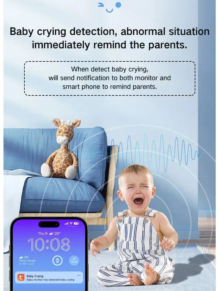 Baby Monitor Camera IR Night Vision Motion Detection Breastfeeding Reminder 5-inch Wifi Baby Monitor with Tuya Smart App