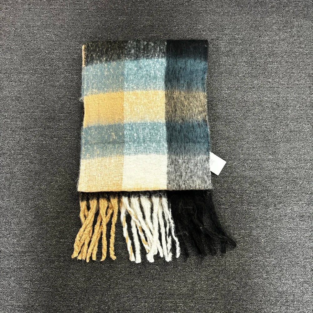 Winter Fashion Brand Plaid Scarf Women Warm Pashmina Female Scarves Wraps Bufanda Tassels Shawl Long Rainbow Hairy Luxury Brand