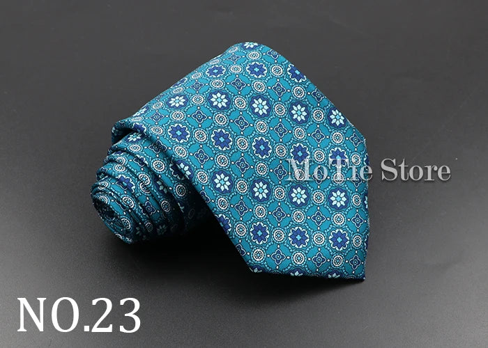 Men's Fashion Silk Tie 7.5cm Soft Novelty Necktie Blue Green Orange Color Ties For Men Dot Floral Bowtie Wedding Business Gift