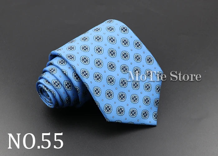 Men's Fashion Silk Tie 7.5cm Soft Novelty Necktie Blue Green Orange Color Ties For Men Dot Floral Bowtie Wedding Business Gift