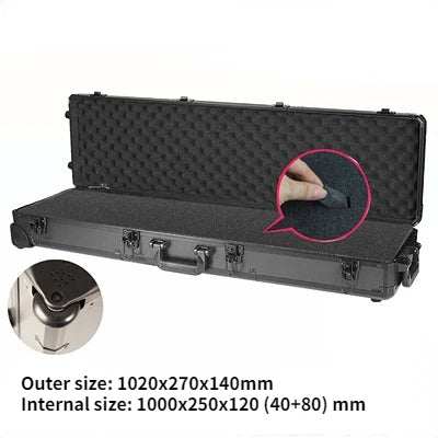 Long Portable Hardware Aluminum Toolbox Instrument Equipment Safety Box Tool Box with Wheels Multi-functional Suitcase