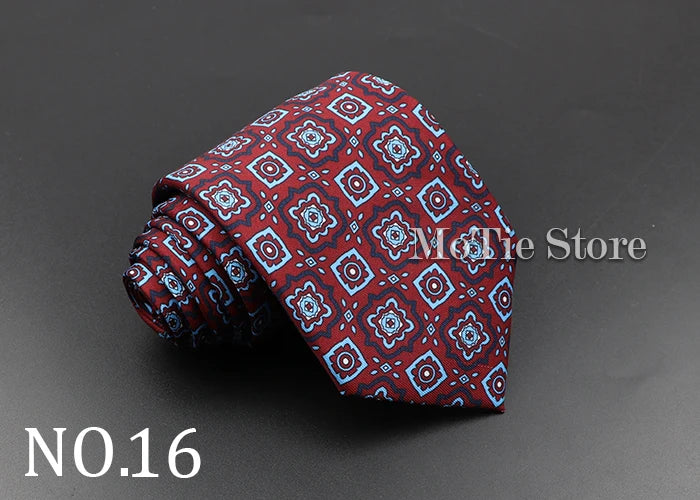 Men's Fashion Silk Tie 7.5cm Soft Novelty Necktie Blue Green Orange Color Ties For Men Dot Floral Bowtie Wedding Business Gift