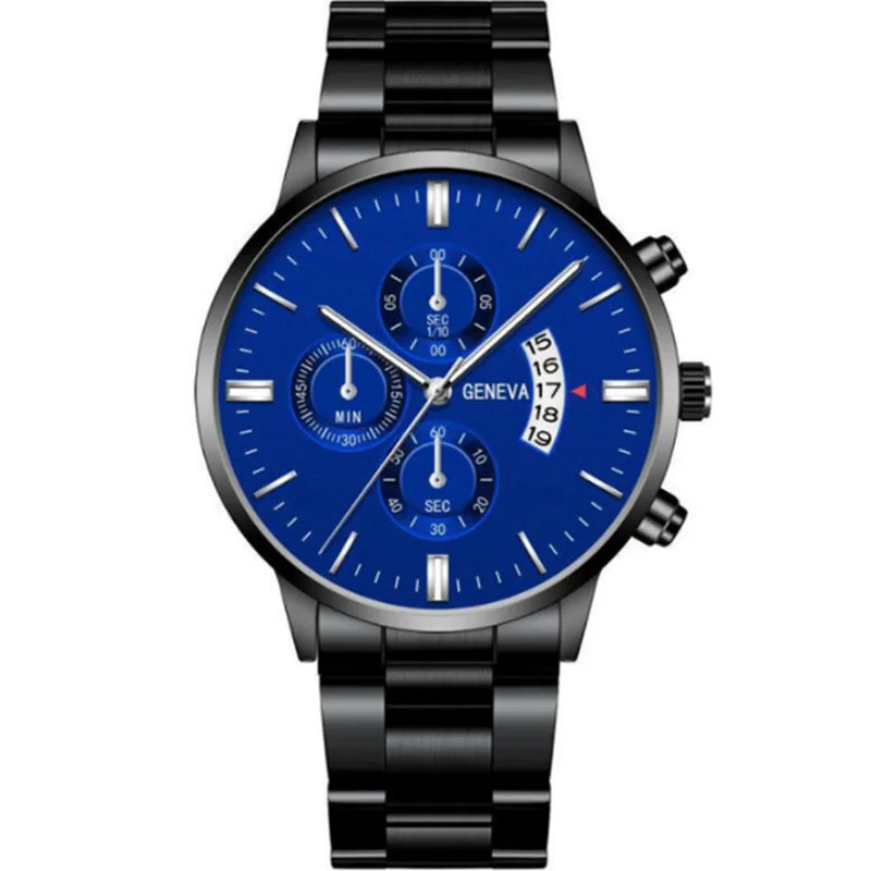 Fashion Mens Watches Luxury Black Stainless Steel Quartz Wrist Watch Man Business Watch for Men Calendar Clock Reloj Hombre