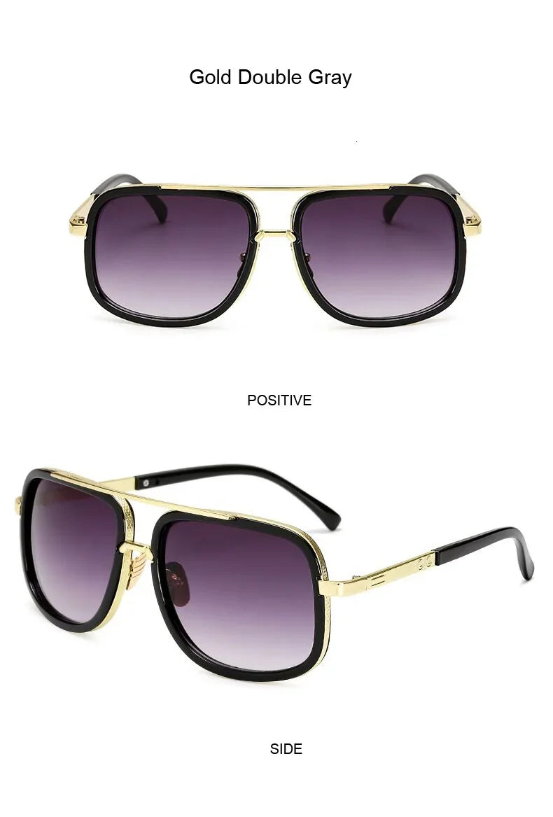 Classic Brand Designer Flat Top Mirror Sun Glasses Square Gold Male Female Superstar Oversized Men Sunglasses Women Glasses