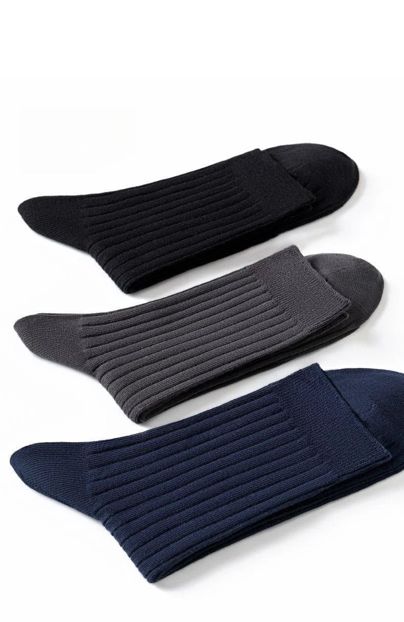 3pairs Men's Cotton Socks Casual Breathable Men's Solid Color Black High-Quality Socks Office Business Sok