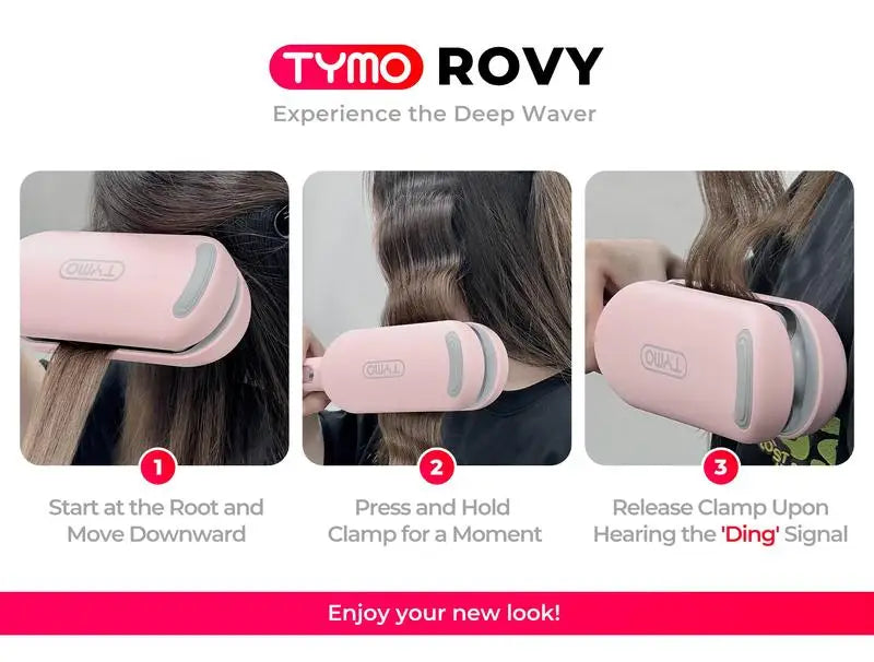 TYMO ROVY-Wave Curling Iron for Easy Comfort Styling Negative Ionic hairwaver comfortable handle