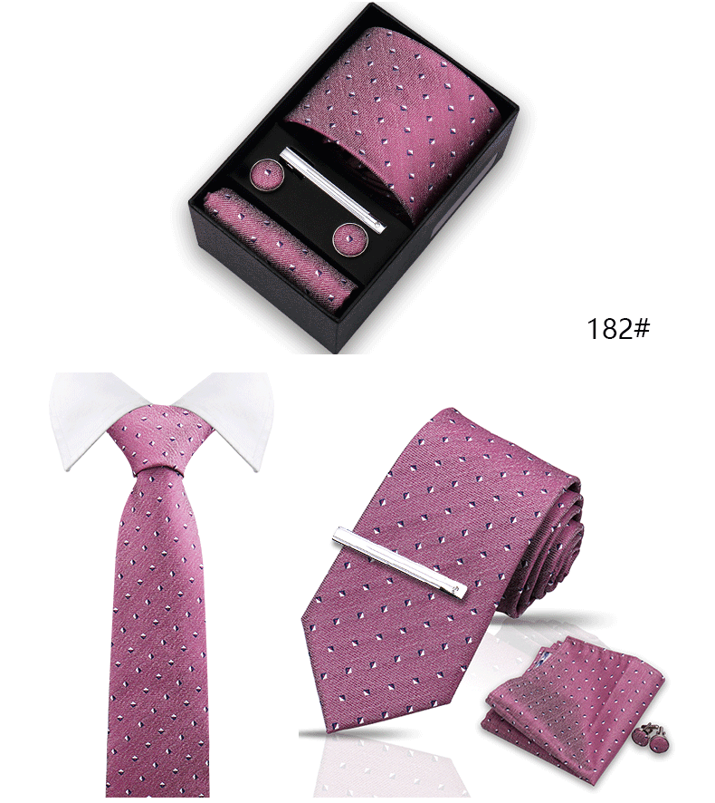 Tie Set For Men Silk Necktie Wedding Cufflinks Box Gift Tie Clip Men Pocket Square Necktie Luxury Business Gravatas