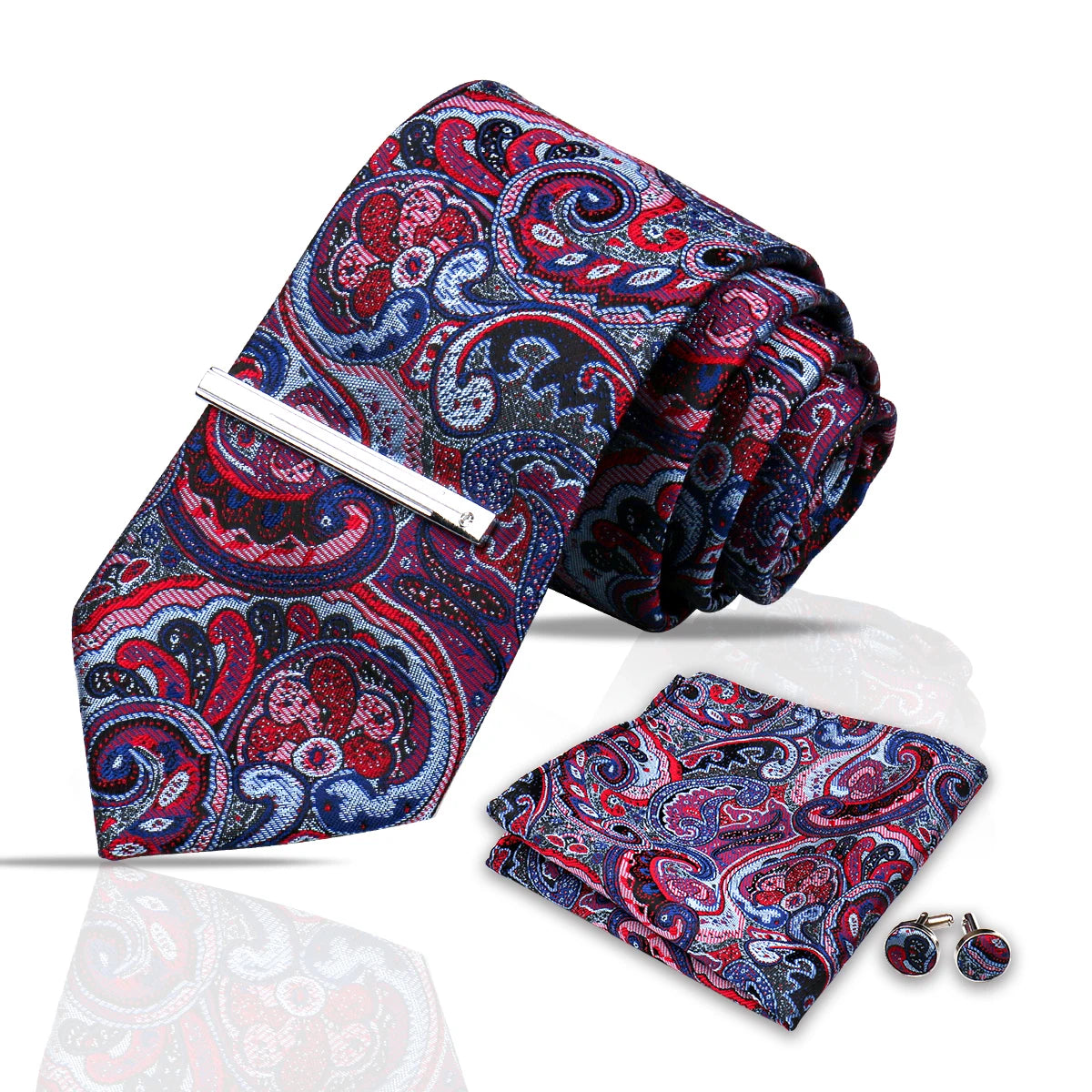 Tie Set For Men Silk Necktie Wedding Cufflinks Box Gift Tie Clip Men Pocket Square Necktie Luxury Business Gravatas