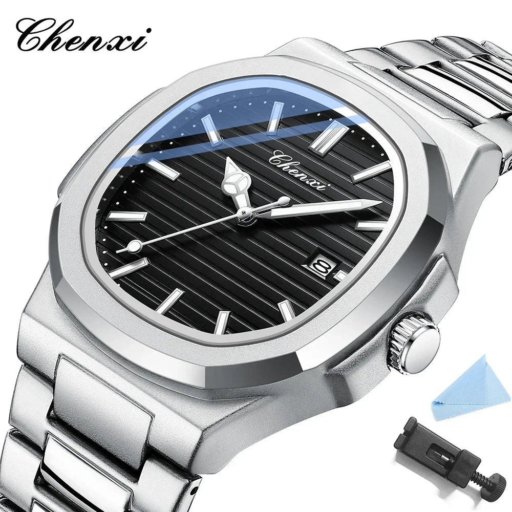 CHENXI 8222 Luxury Gold Stainless Steel Luminous Casual Business Watch For Men Fashion Quartz Wristwatches Waterproof