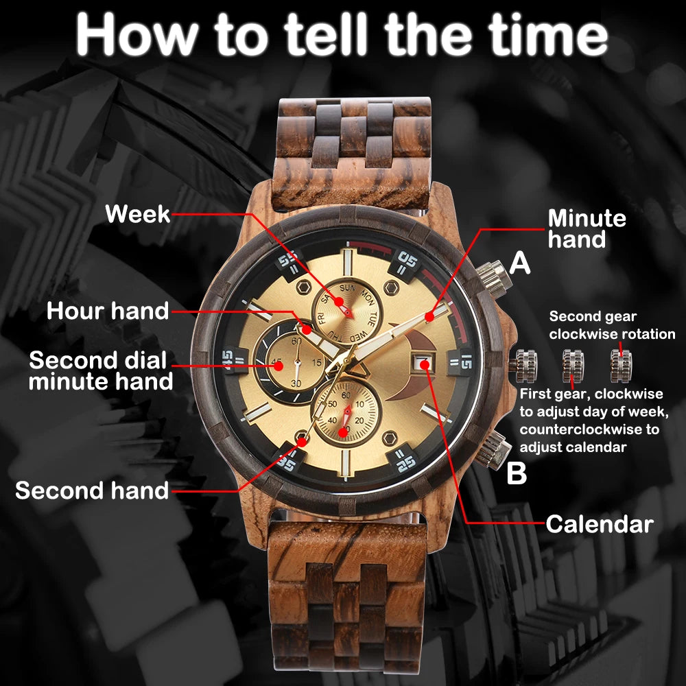 Men Wood Wrist Watch Fashion Quartz Wriwatches Timepieces Chronograph Men's Wooden Watches Gift Driopshipping reloj madera