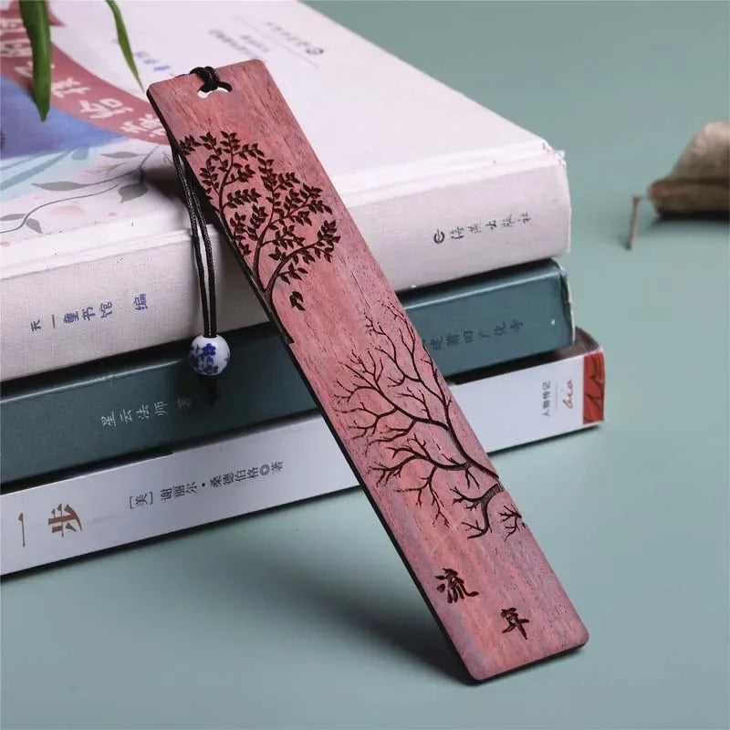 Chinese Style Wooden Bookmark Retro Carving Mahogany Book Mark Student Office Writing Supplies School Kid Stationery Accessories