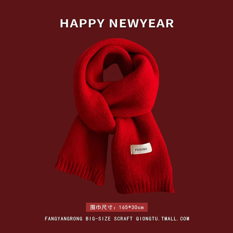 Ankela Red Scarf, Red Christmas Scarf, Winter Hot, 2024 New Style, Imitation Cashmere, Winter Warmth