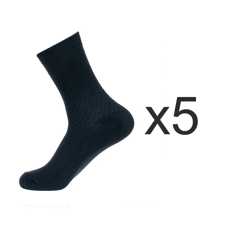 5 Pairs/Lot Men's High Quality Bamboo Fiber Socks Sweat Absorbent Breathable Medium Tube Socks Business Casual Solid Color Socks